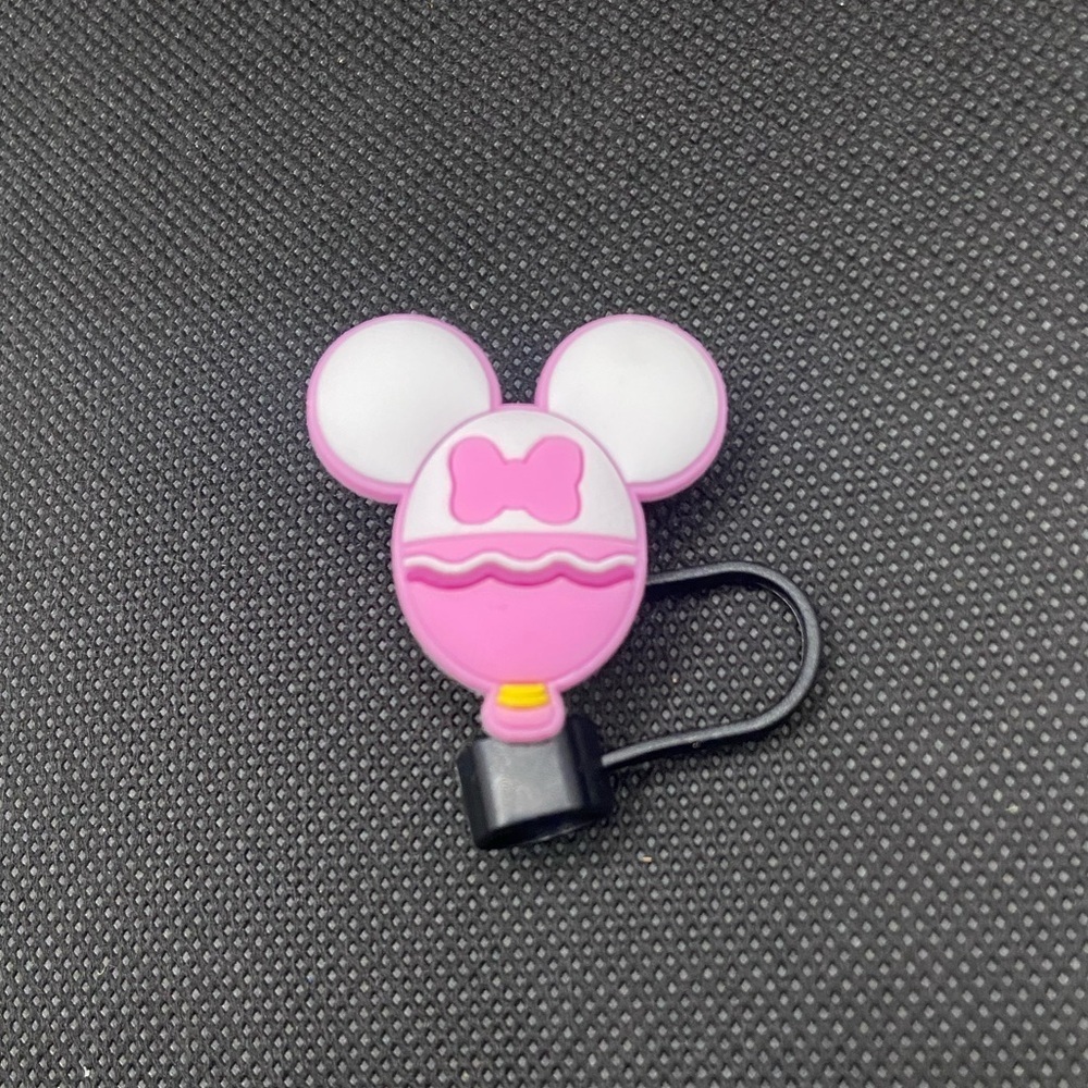 💜 5/$15 Pink and White Disney Minnie Mouse Themed Straw Topper